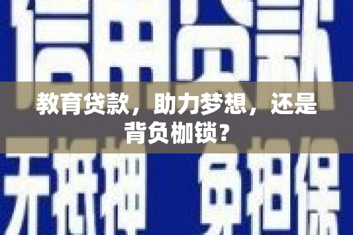 振兴教育贷款，助力梦想，还是背负枷锁？