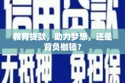 振兴教育贷款，助力梦想，还是背负枷锁？