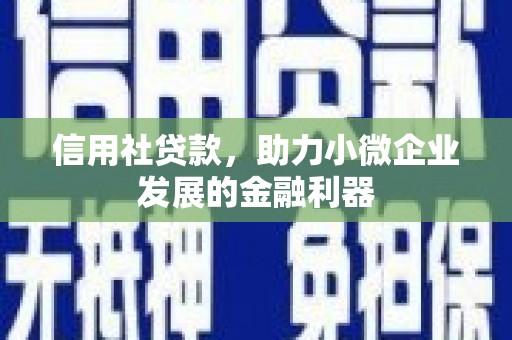 振兴信用社贷款，助力小微企业发展的金融利器